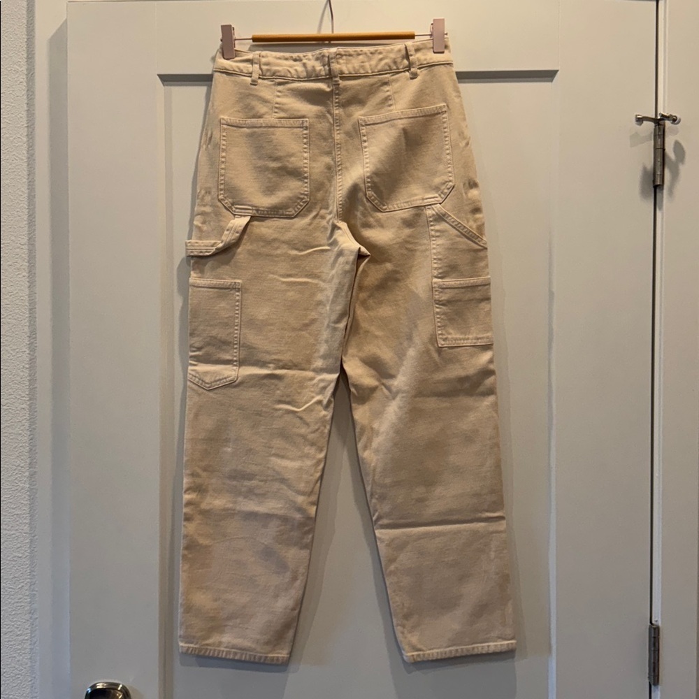 Aritzia Wilfred Free Brennan Cargo Utility Pants Cream Birch Size 6 Straight Leg - Picture 7 of 7